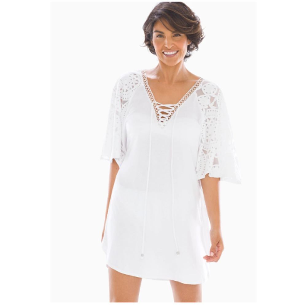 Dotti Marrakesh Medallion Caftan Cover Up White Size S